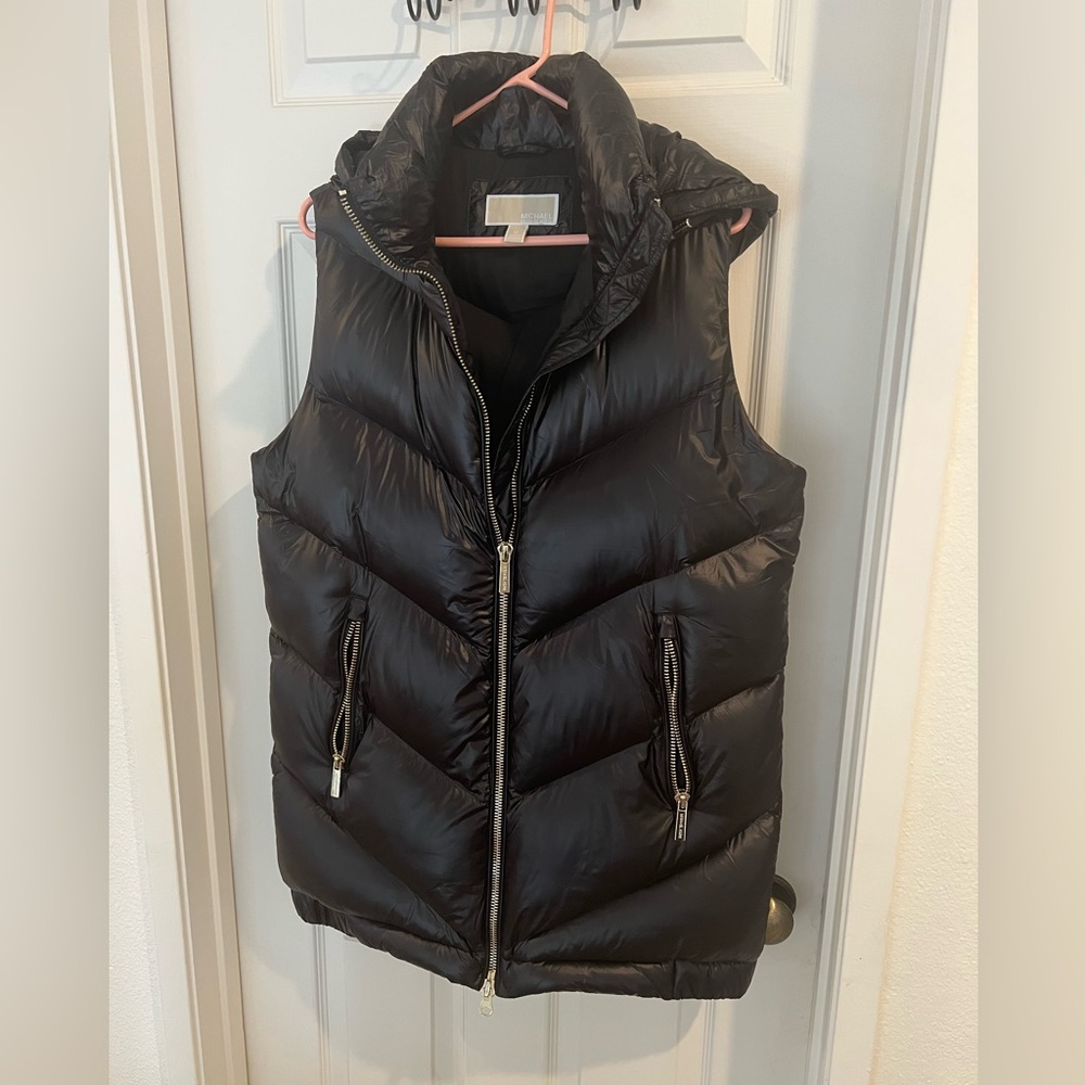 Michael Kors down jacket , black with gold zippers. Size Medium
